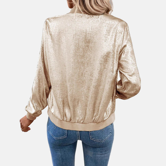 Sienna Bomber Jacket | Relaxed Fit Textured Hip-Length Jacket