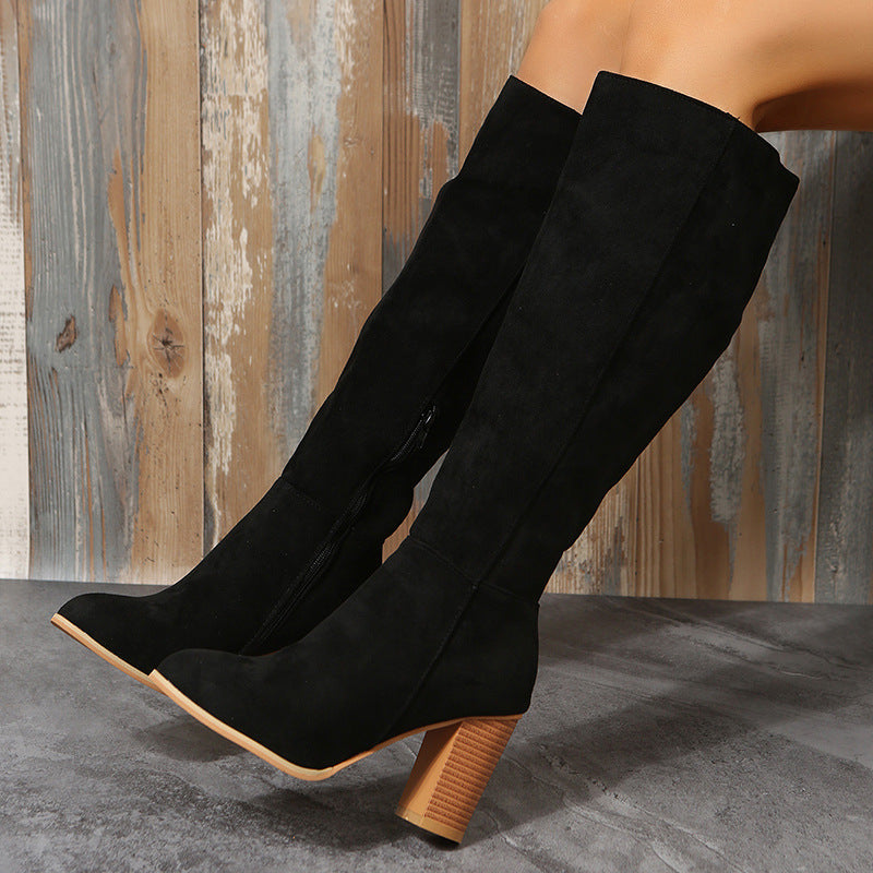 Isla Slim Fit Over-The-Knee Boots | Block Heel Tie-Back Boots