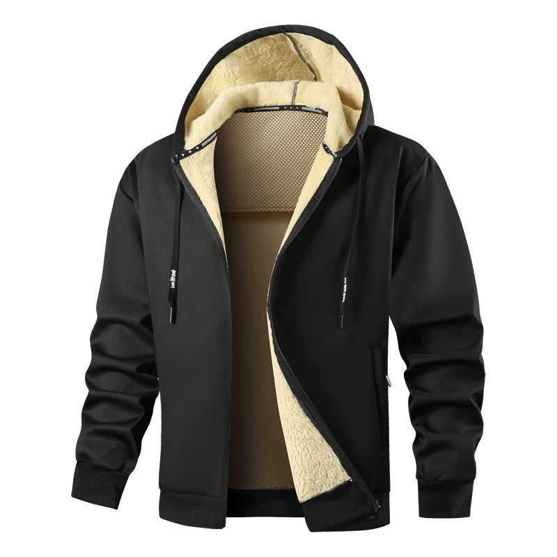 Men’s Hoodie Jacket – Sherpa Lined – Regular Fit – Full Zip – Ribbed Cuffs & Hem