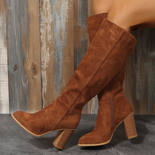 Isla Slim Fit Over-The-Knee Boots | Block Heel Tie-Back Boots