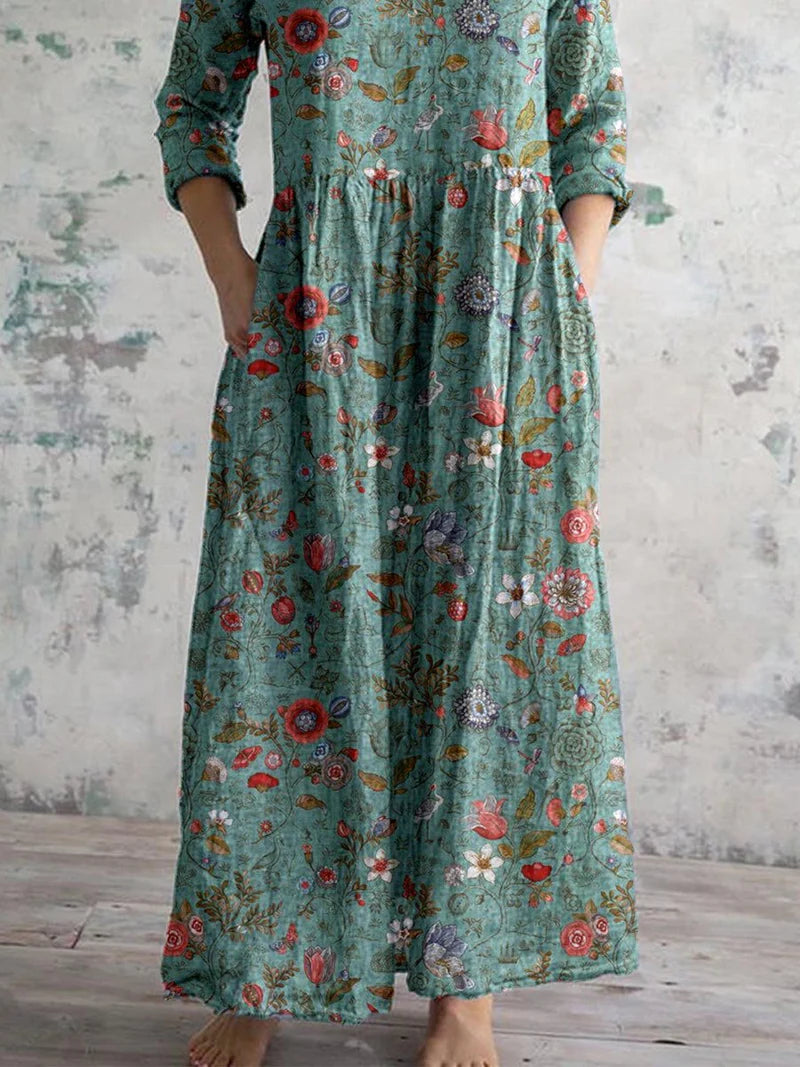Oaklynn Dress | Long Sleeve Floral Maxi Dress with Pockets