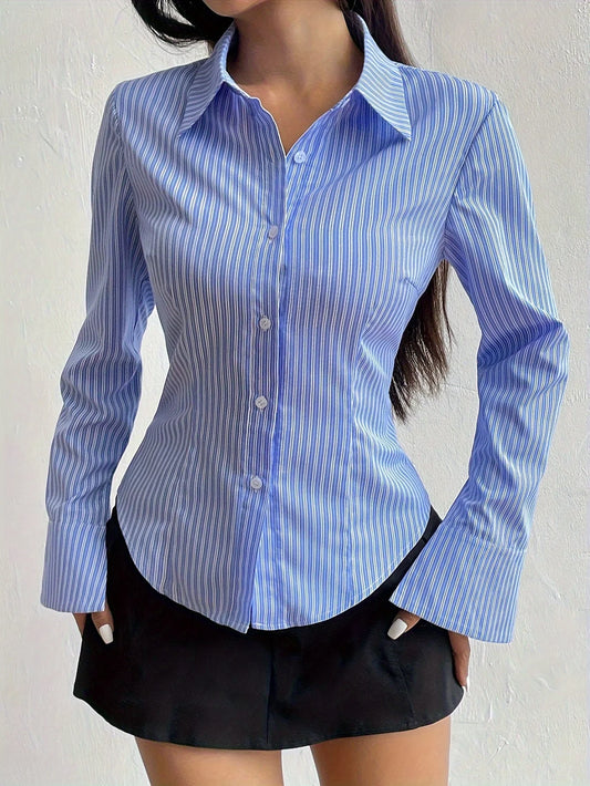 Odelina Shirt | Elegant Long Sleeve Polo with V-Neckline