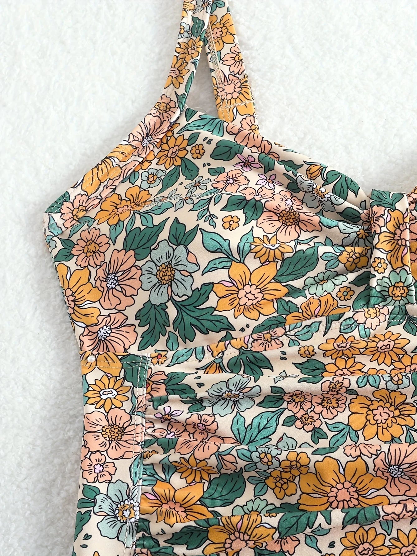 Olia Swimsuit | Floral Print One-Piece Swimsuit with V-Neck