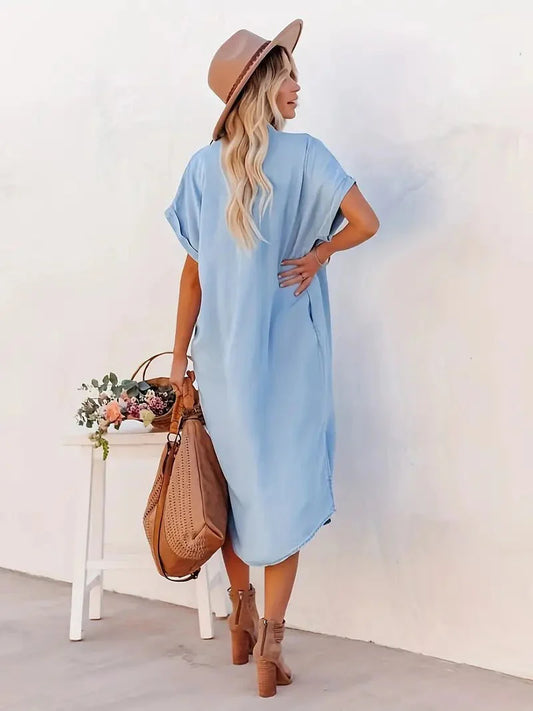 Oria Dress | Women's Button-Down Midi Dress with Slits
