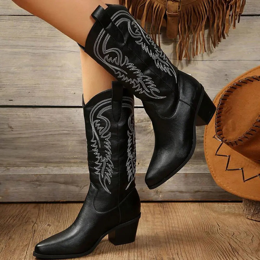 Parveen Western Boots | Vintage Block Heeled Design