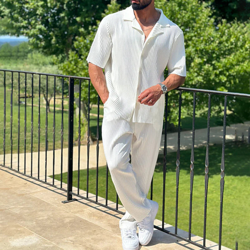 Paul Men’s Athleisure Set | Striped Shirt & Trousers