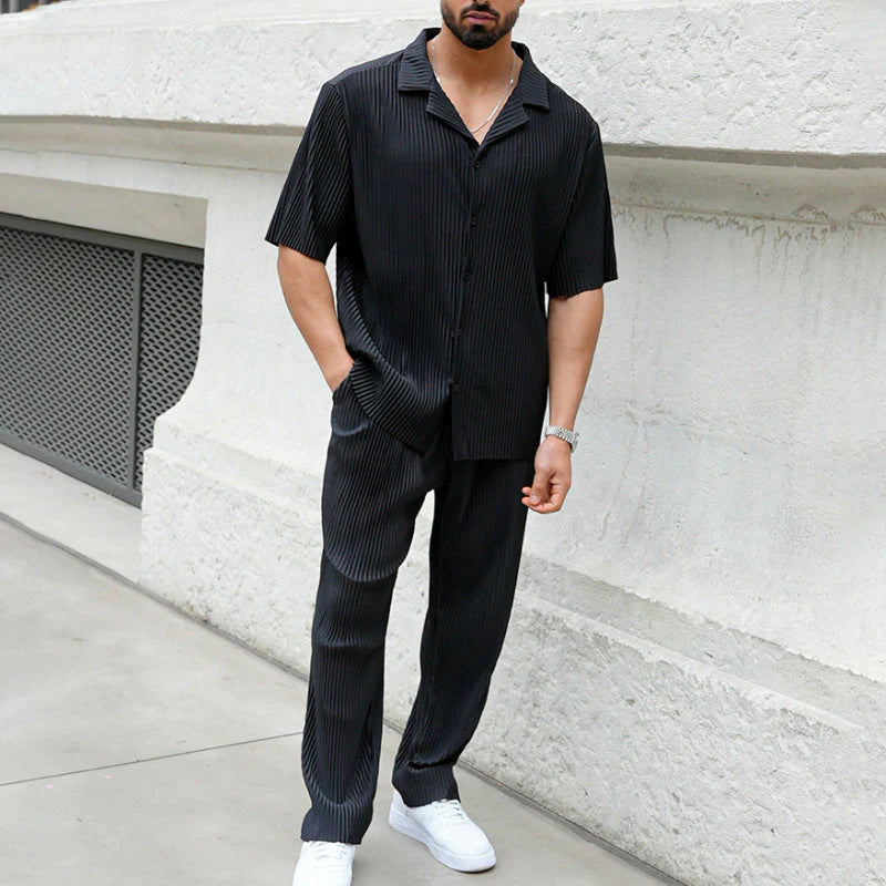 Paul Men’s Athleisure Set | Striped Shirt & Trousers