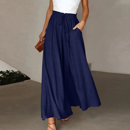Perri Trousers | High-Waisted Flowy Wide-Leg Pants