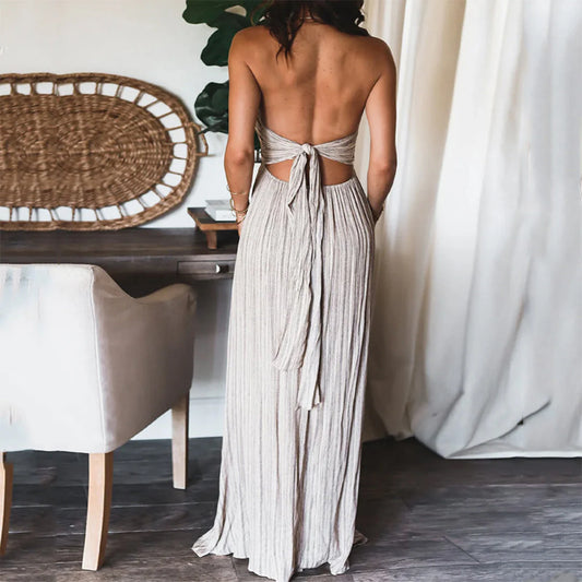 Petra Dress | Open Back U-Neck Halter Summer Dress
