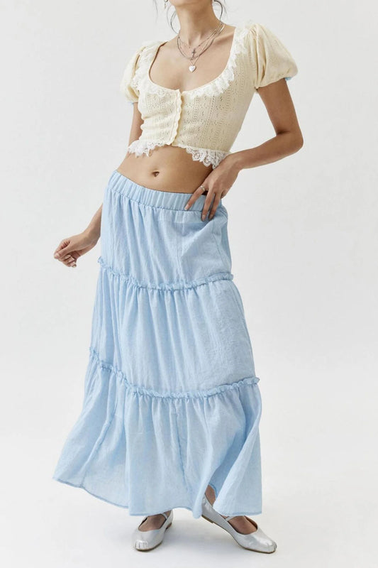 Petunia Maxi Skirt | Tiered Cotton-Linen Skirt