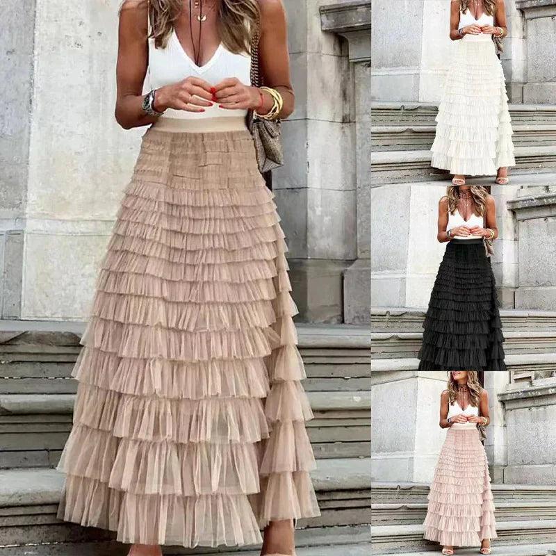 Pixie Skirt | Elegant Pleated Mesh Midi Skirt