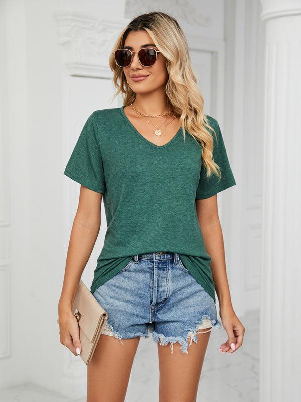 Qamyra Tee | Solid Color Everyday V-Neck T-Shirt