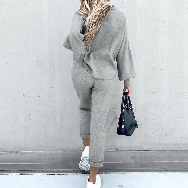 Qaria Loungewear Set | Women's Autumn Relaxed Knit Tracksuit