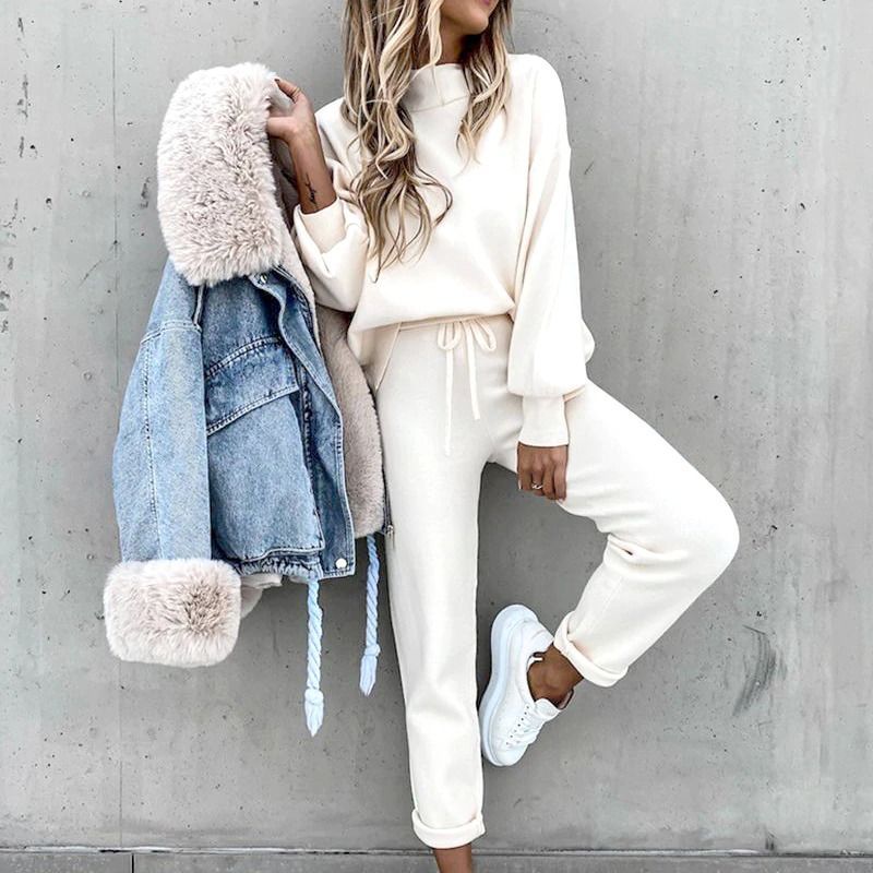 Qaria Loungewear Set | Women's Autumn Relaxed Knit Tracksuit