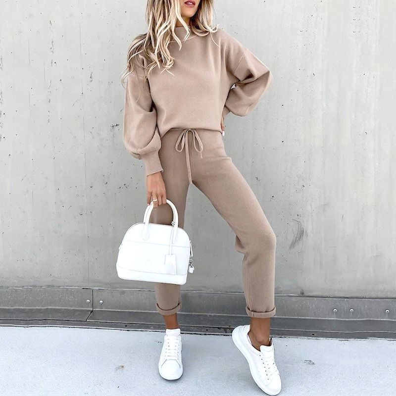 Qaria Loungewear Set | Women's Autumn Relaxed Knit Tracksuit