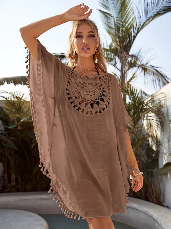 Qarina Cover Up | Delicate Floral Design Beach Dress