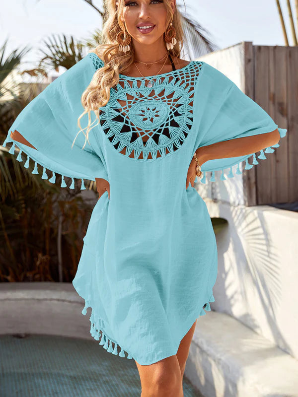 Qarina Cover Up | Delicate Floral Design Beach Dress