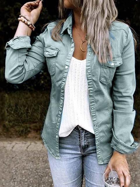 Qavira Jacket | Women's Autumn Button-Up Denim Shirt