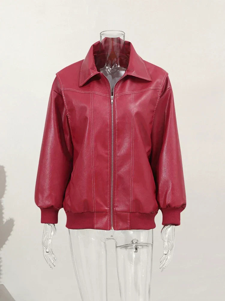 Qelina Jacket | Women's Autumn Zip Up Leather Jacket