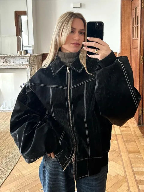 Qelina Jacket | Women's Autumn Zip Up Leather Jacket