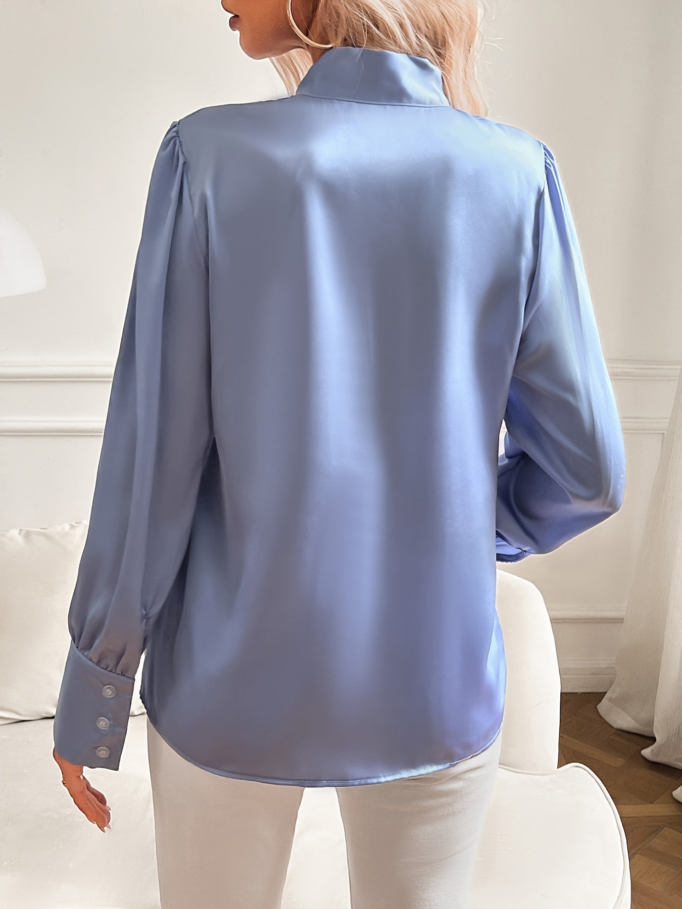 Qendressa Blouse | Women's Autumn Puff Sleeve Bow Collar Blouse