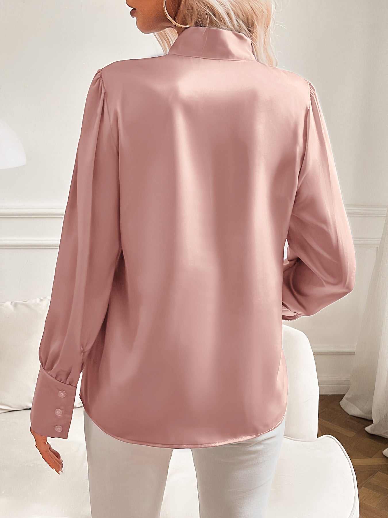 Qendressa Blouse | Women's Autumn Puff Sleeve Bow Collar Blouse