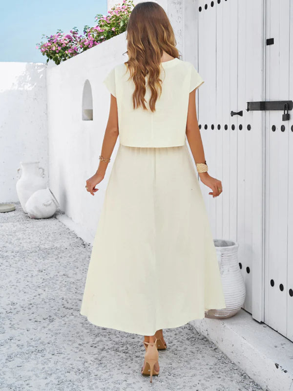 Qoma Set | Cap Sleeve Top and Flowy Skirt Set