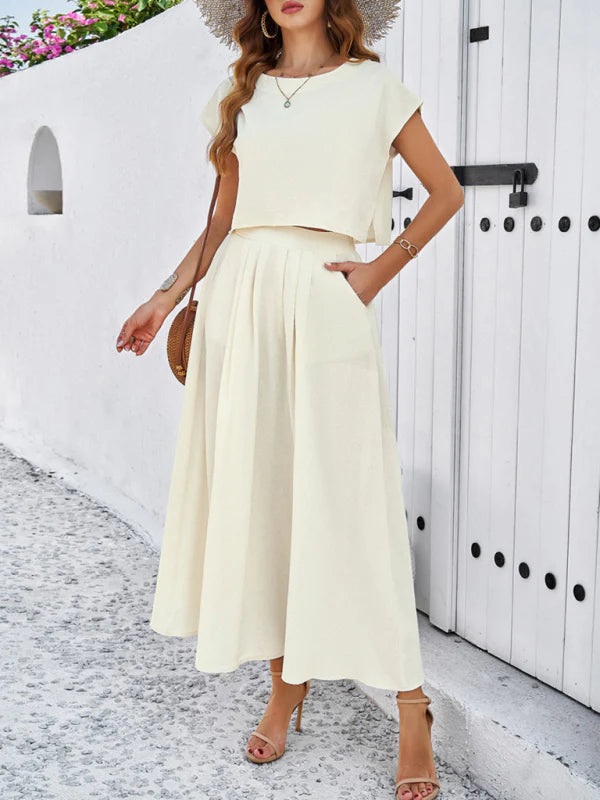 Qoma Set | Cap Sleeve Top and Flowy Skirt Set