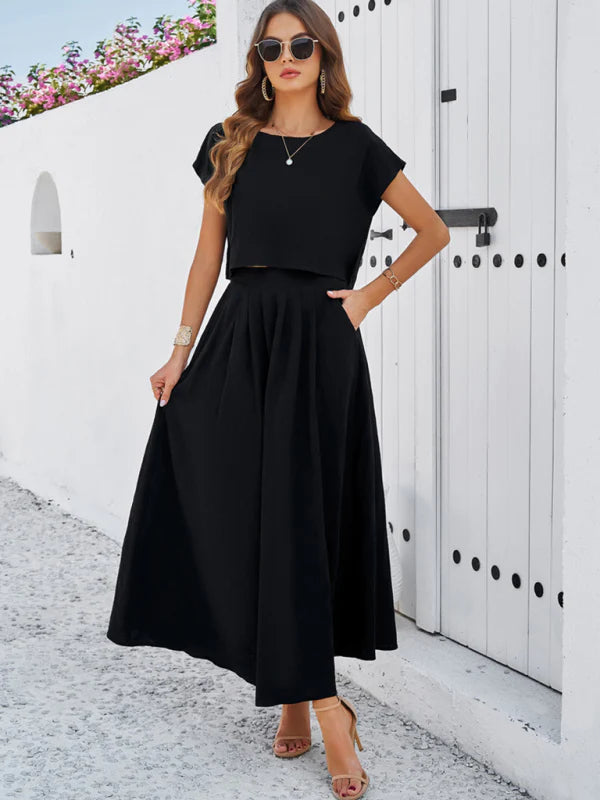 Qoma Set | Cap Sleeve Top and Flowy Skirt Set