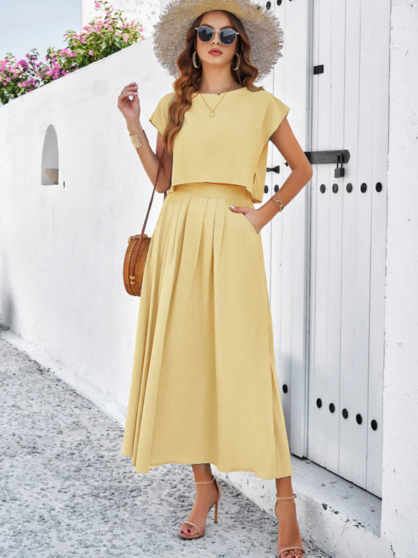 Qoma Set | Cap Sleeve Top and Flowy Skirt Set