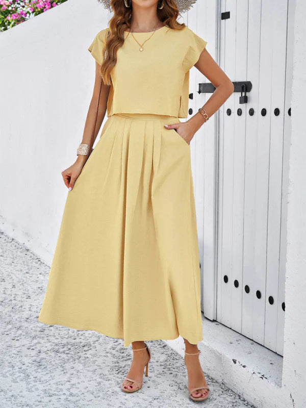 Qoma Set | Cap Sleeve Top and Flowy Skirt Set