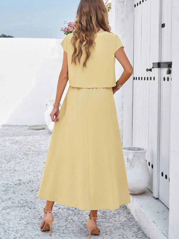 Qoma Set | Cap Sleeve Top and Flowy Skirt Set