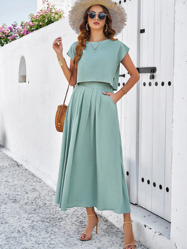 Qoma Set | Cap Sleeve Top and Flowy Skirt Set