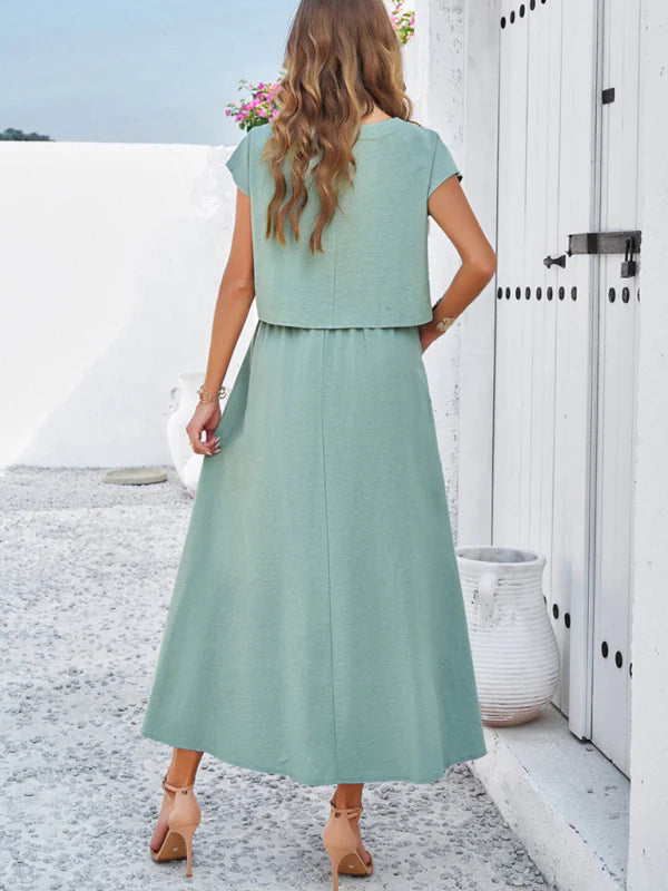 Qoma Set | Cap Sleeve Top and Flowy Skirt Set