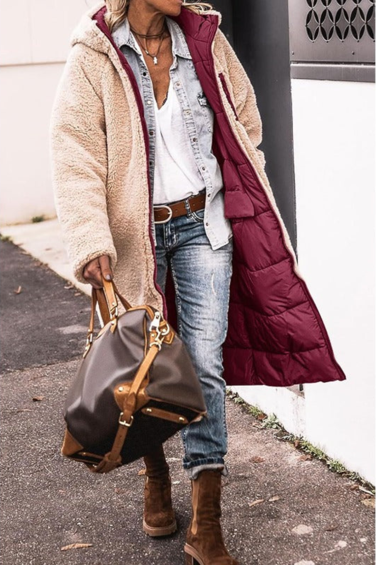 Qorina Coat | Women's Winter Reversible Long Coat
