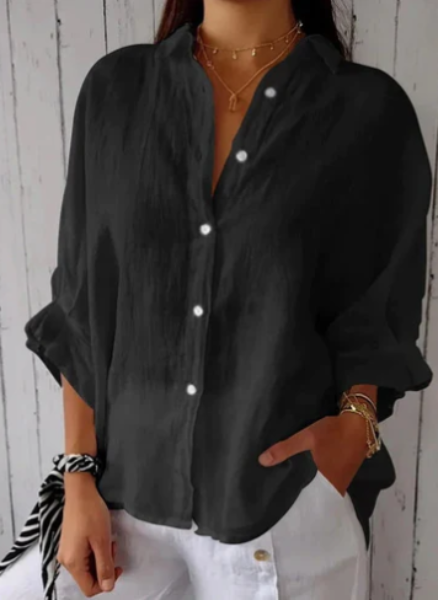Queline Blouse | Women's Spring Oversized Cotton-Linen Blouse