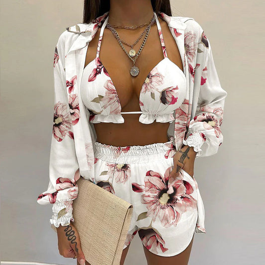Quinara 3-Piece Bikini Set | Triangle Top, Shorts & Blouse