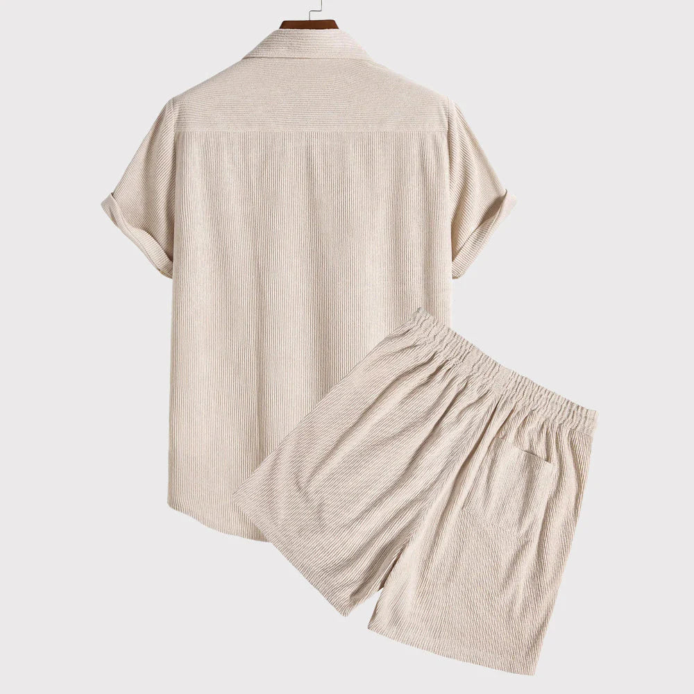 Quince Men’s Casual Beach Set | Corduroy Shirt & Shorts