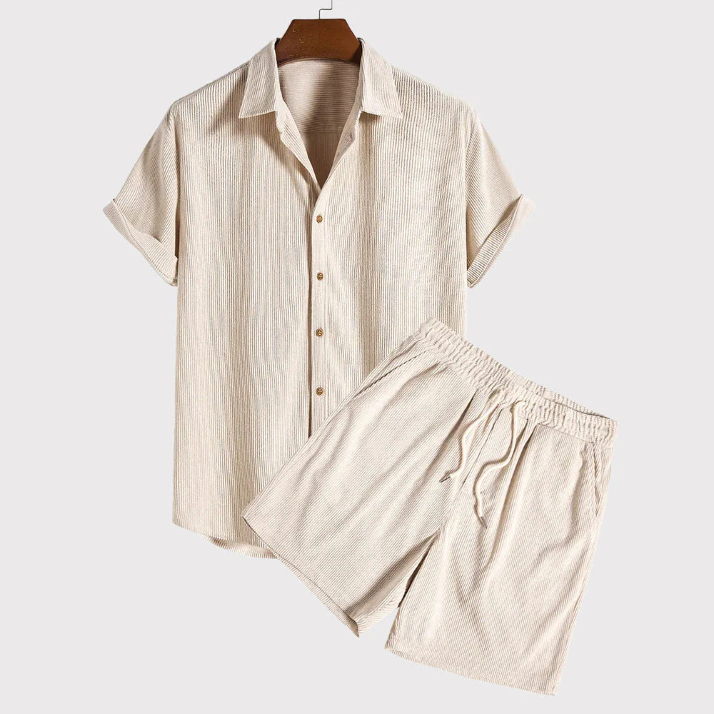 Quince Men’s Casual Beach Set | Corduroy Shirt & Shorts