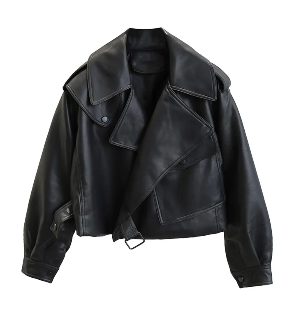 Quiniva Jacket | Women's Autumn Faux Leather Cropped Jacket