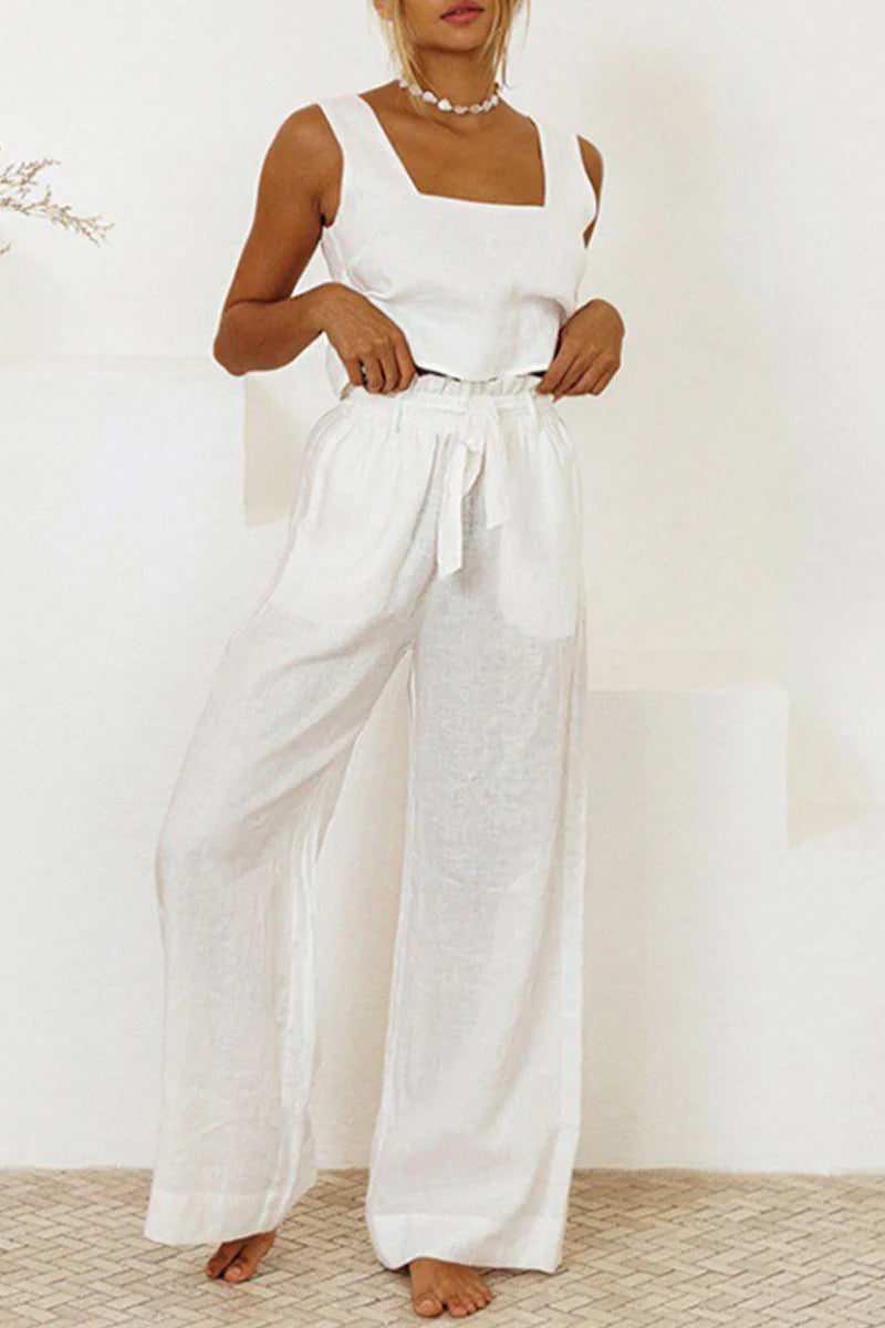 Quinlee Jumpsuit | Sleeveless Square Neck with Tie Waist
