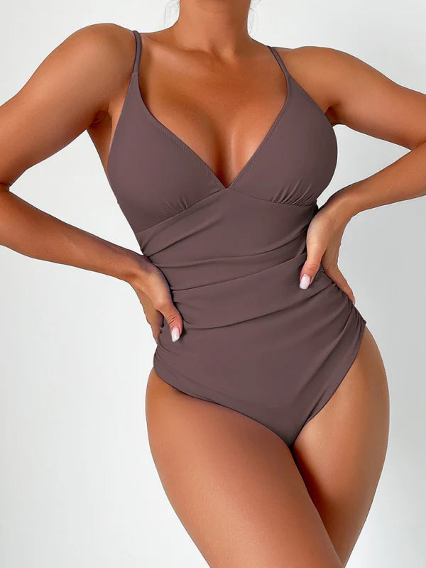 Quireen Swimsuit | Deep V One-Piece Swimsuit