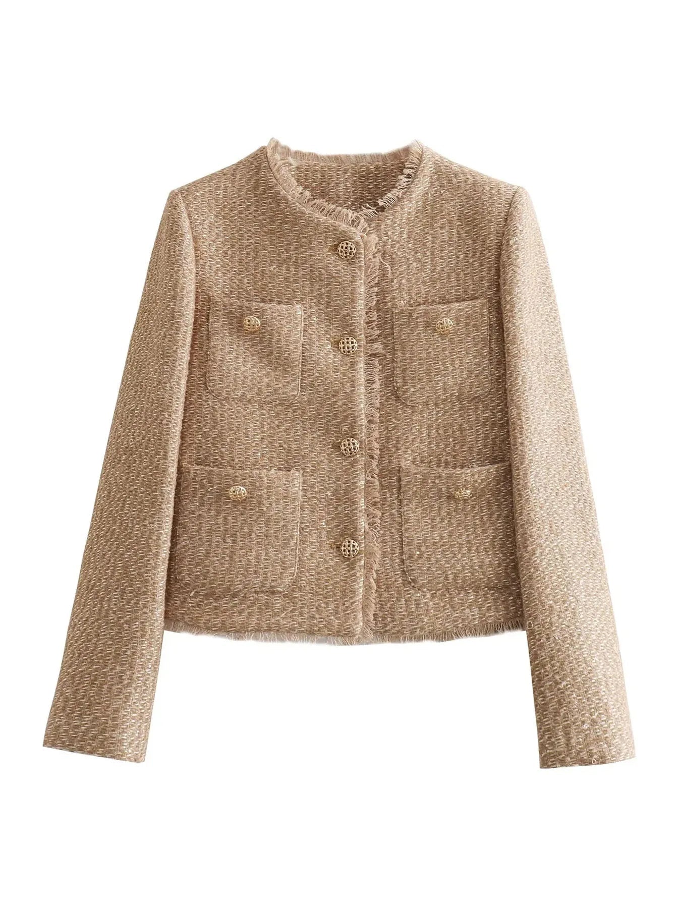 Quysia Jacket | Women's Autumn Tweed Cropped Jacket