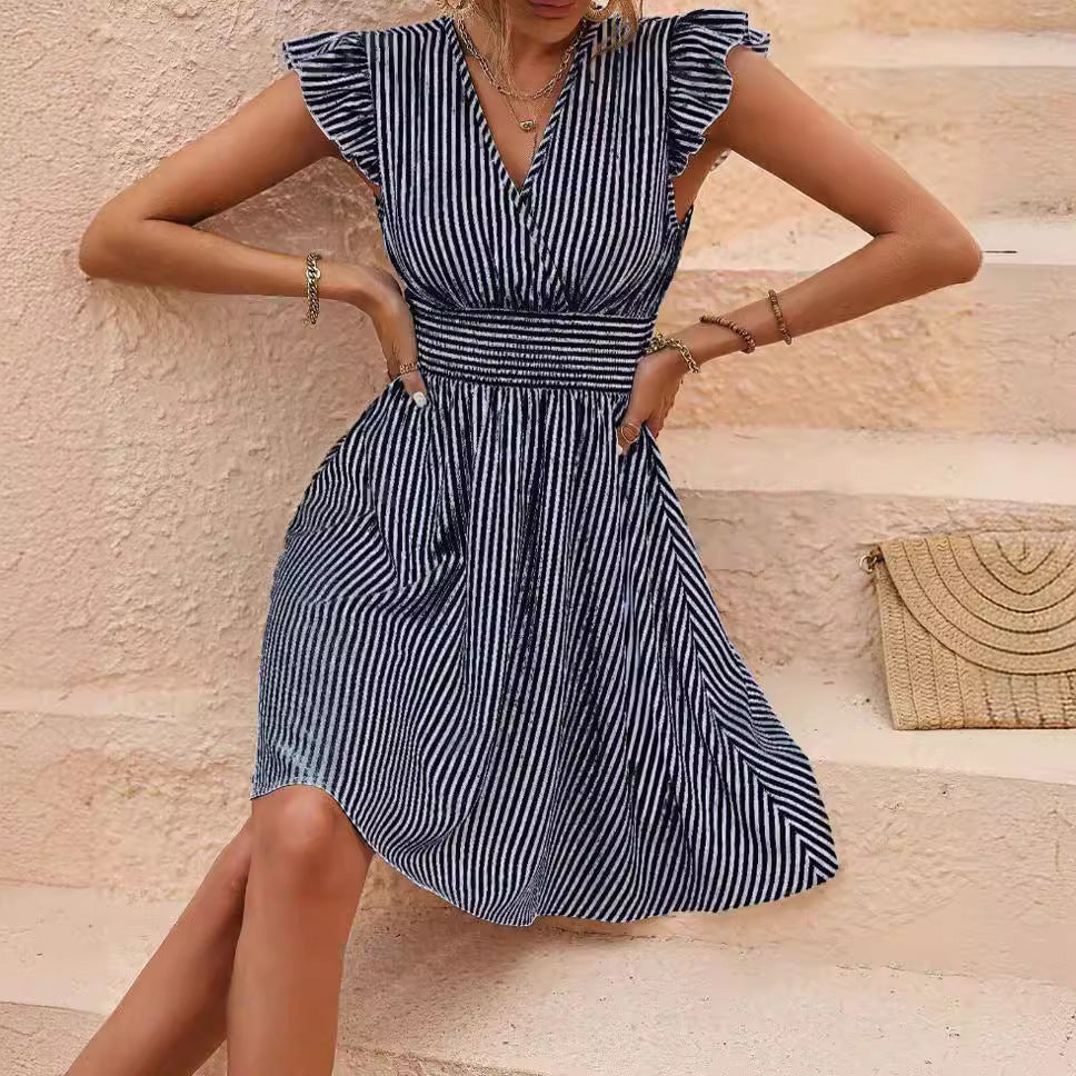 Raheem Dress | Rayon Wrap Dress with Flutter Sleeves