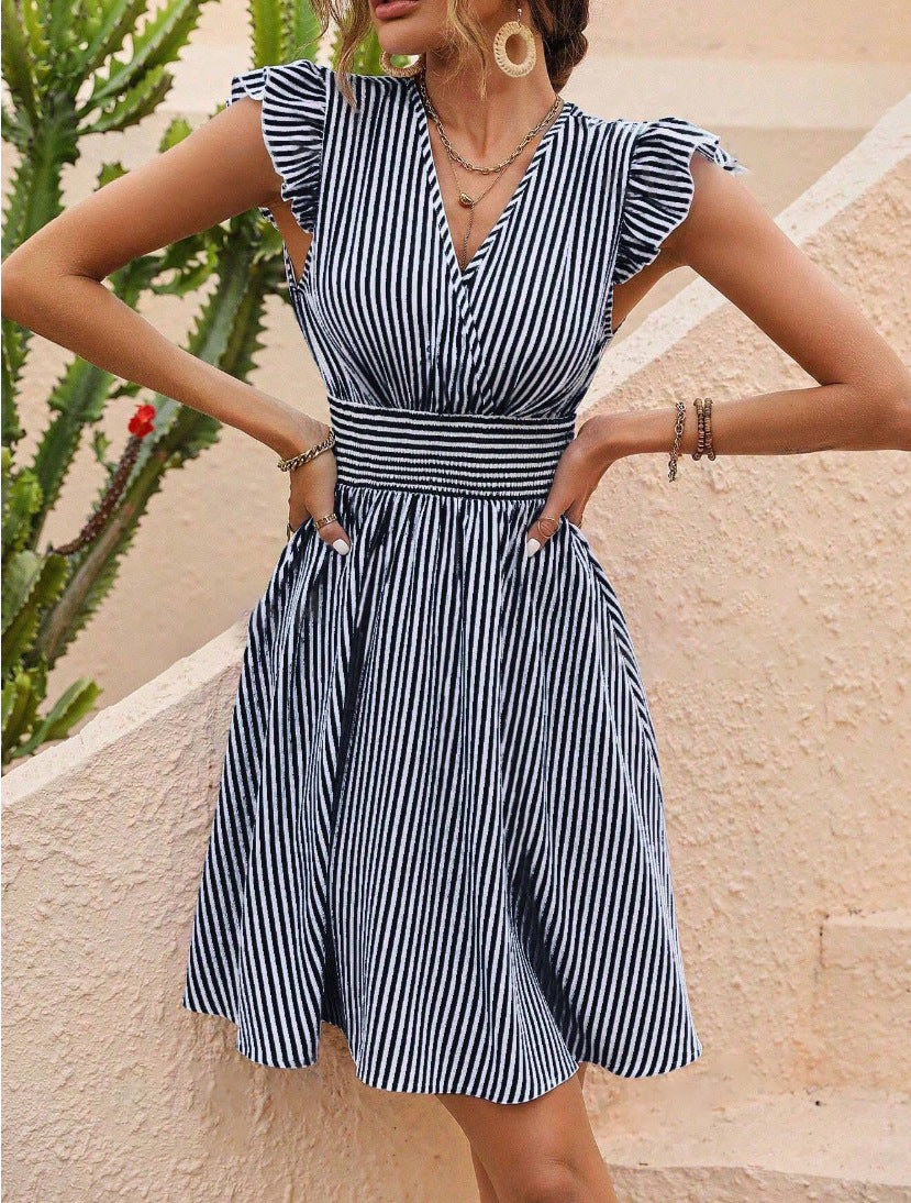Raheem Dress | Rayon Wrap Dress with Flutter Sleeves