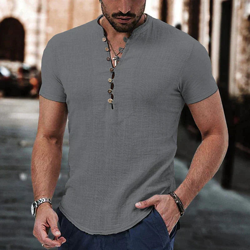 Rami Shirt | Men's Linen Henley Shirt