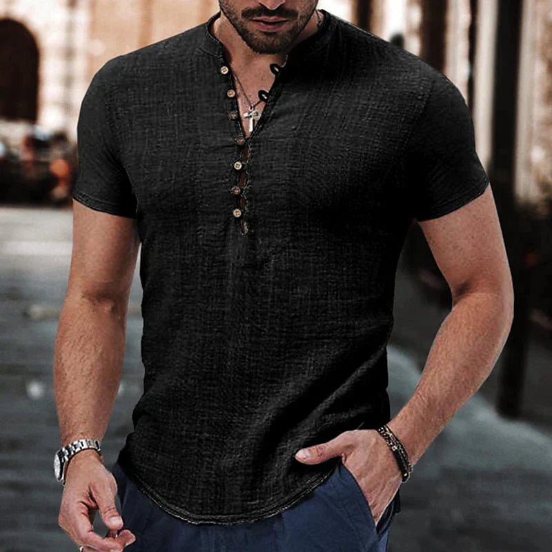 Rami Shirt | Men's Linen Henley Shirt