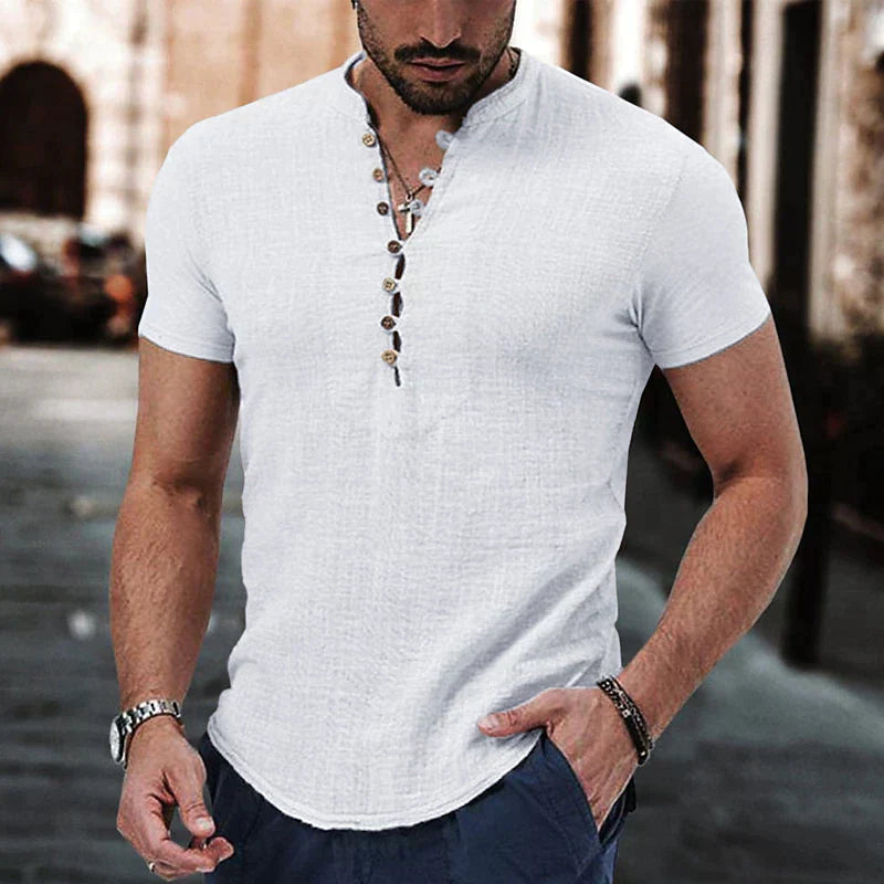 Rami Shirt | Men's Linen Henley Shirt