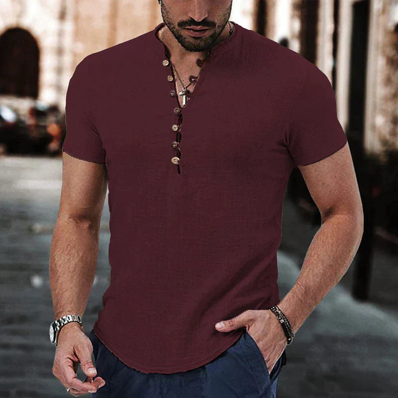 Rami Shirt | Men's Linen Henley Shirt