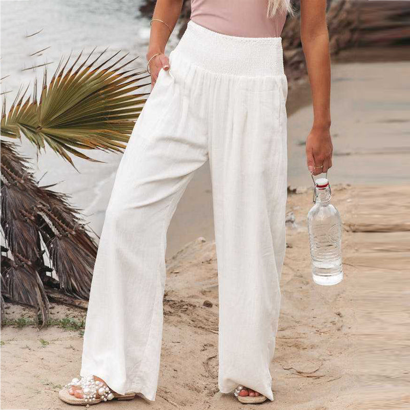 Reina Trousers | Women's Linen Wide Leg Trousers